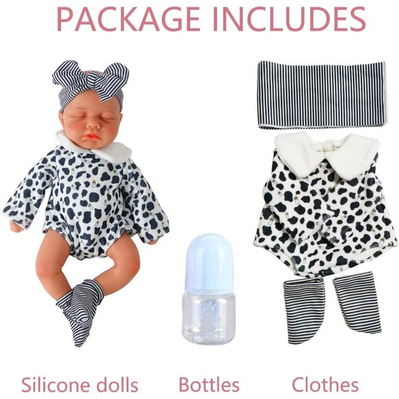 12 Inch Realistic Full Body Silicone Reborn wheaten Baby Boy Sleeping Dolls - Picture 6 of 7